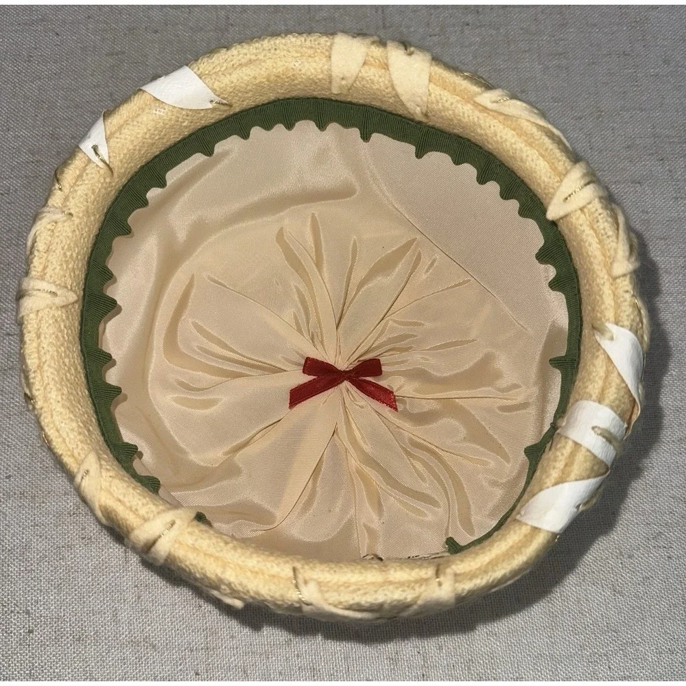Vintage PillBox Pill Box Hat Flowers Frank Jelleff Amy‎ New York DC Cream Beige